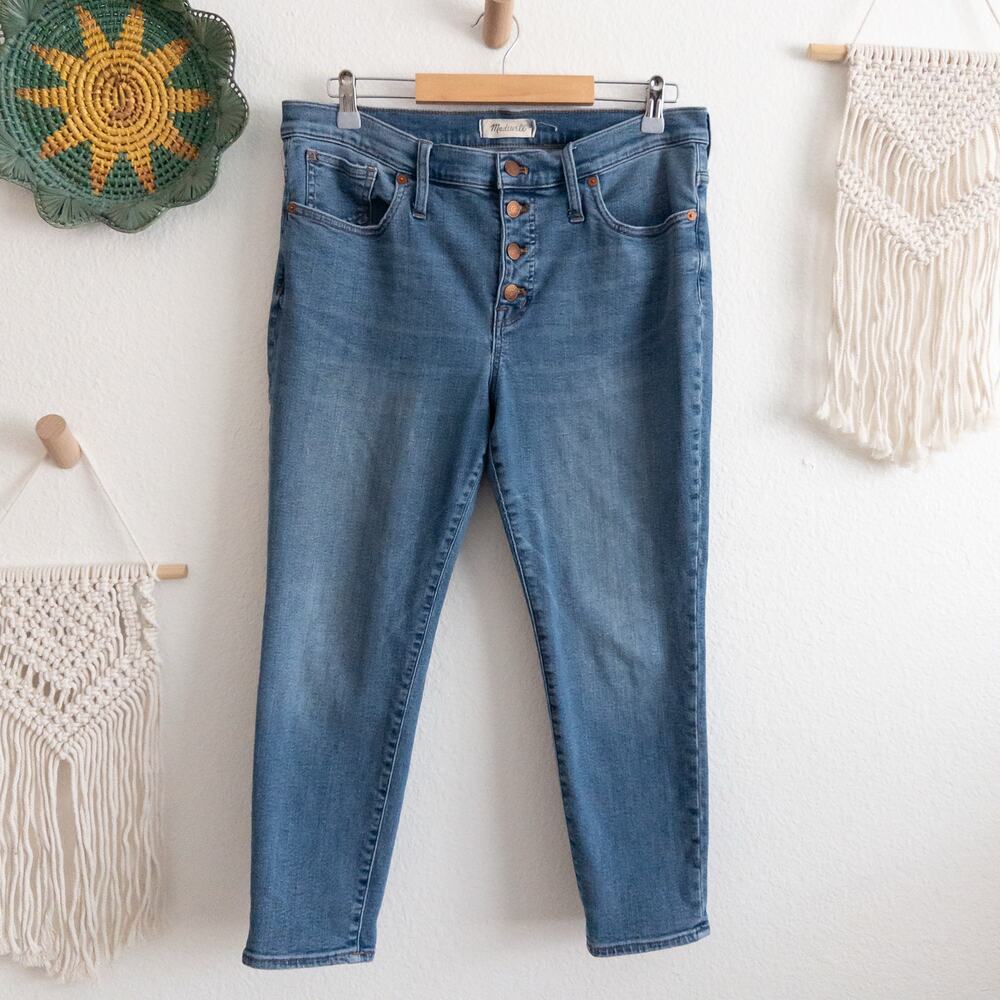 Madewell Exposed Button Fly Mid-Rise Skinny Crop Blue Jeans Size 30P